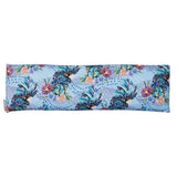 Decorative headband with parrot and floral pattern on a blue background