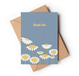THANK YOU DAISY BLUE -VINTAGE STYLE GREETING CARD