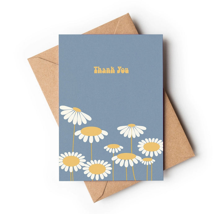 THANK YOU DAISY BLUE -VINTAGE STYLE GREETING CARD
