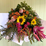 Bouquet of colorful flowers on a white background