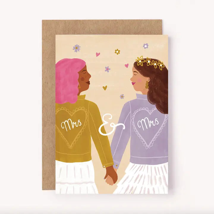 MRS & MRS WEDDING GREETING CARD