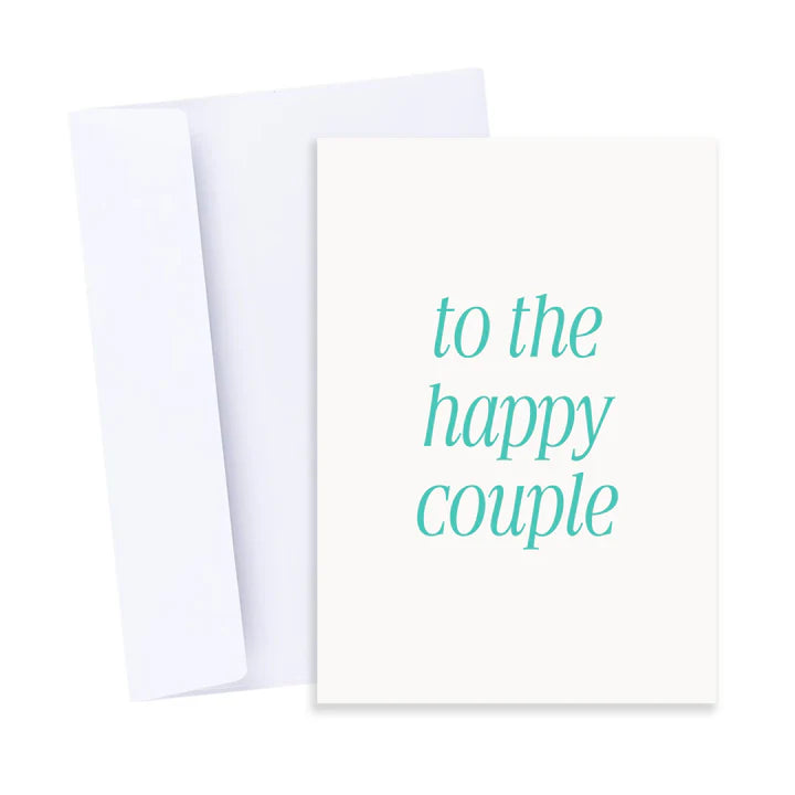 Greeting card with 'to the happy couple' text on a white background