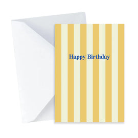 Striped birthday card with 'Happy Birthday' text on a white background