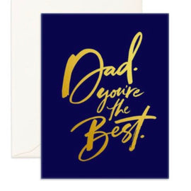 The Smellies Flowers DAD, YOU’RE THE BEST GREETING CARD features navy blue card stock with "Dad. You're the Best." in bold gold lettering and comes with a white envelope.